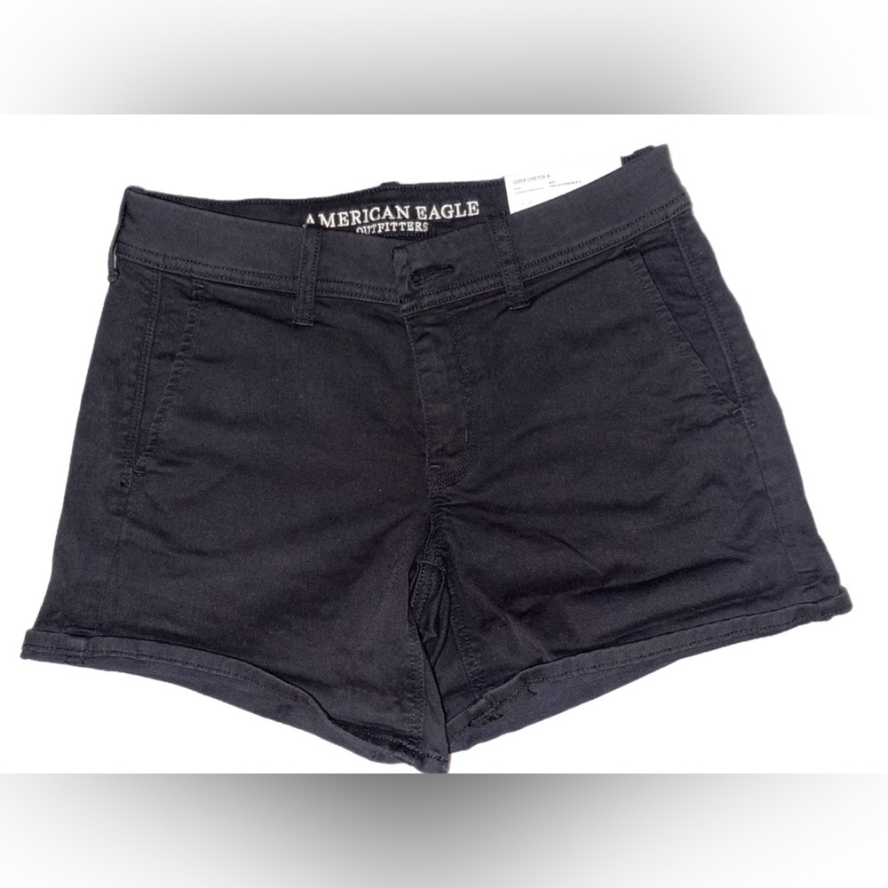American Eagle Super Stretch X Midi Chino Shorts Black Size 4 New with Tags